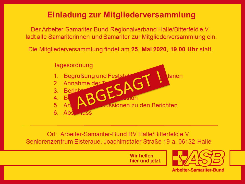 Absage Mitgliederversammlung